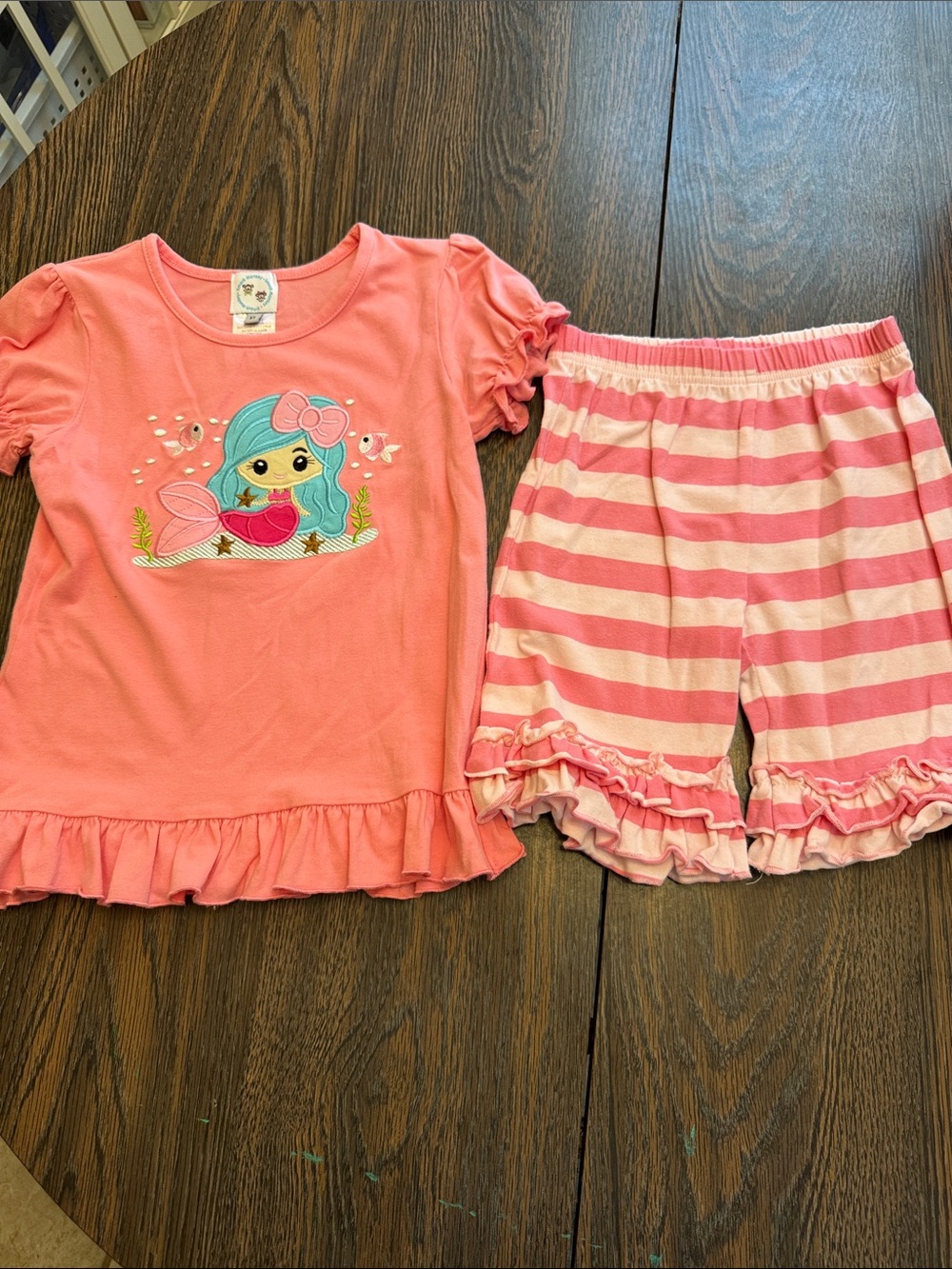 Smock Monkey 5T  Pink Mermaid Short Set